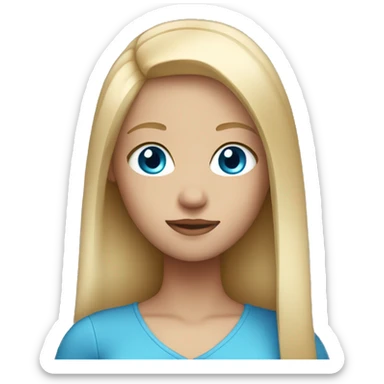 Blond girl with blue eyes and straight hair  sticker