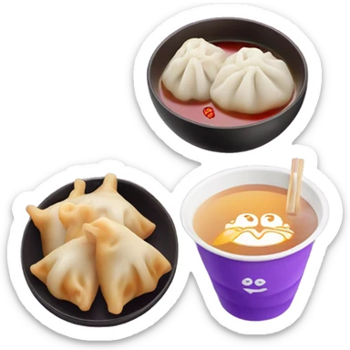 Chinese bbq pork dumpling set and purple boba tea sticker