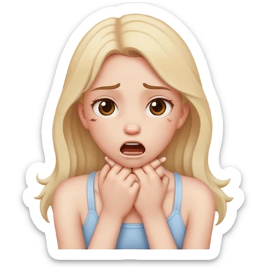 A girl choking herself  sticker