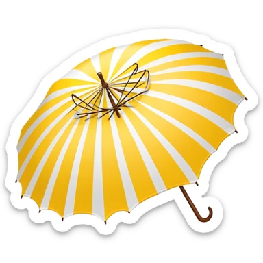 Yellow striped beach umbrella ￼ sticker