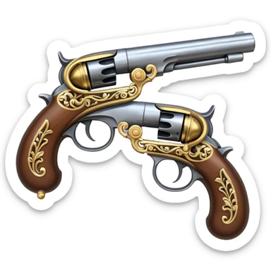2 flintlock pistols laid on top of one another sticker