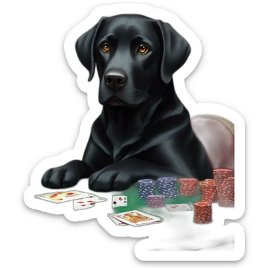 Black Labrador dog with white at poker table sticker