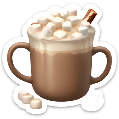 Light beige mug of hot chocolate with marshmallows  sticker