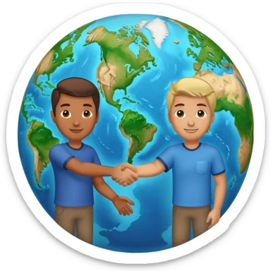 Shake hands and a globe showing negotiation of climate change with accurate image showing environment  sticker