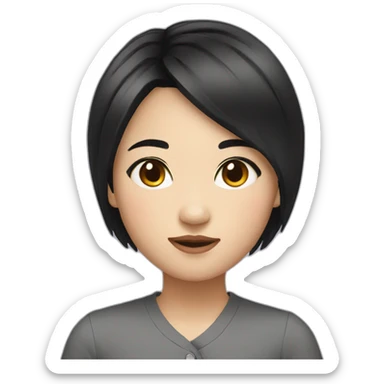 short asian girl with black hair sticker