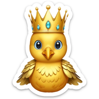 bird with crown and earrings single vibrant colour  sticker