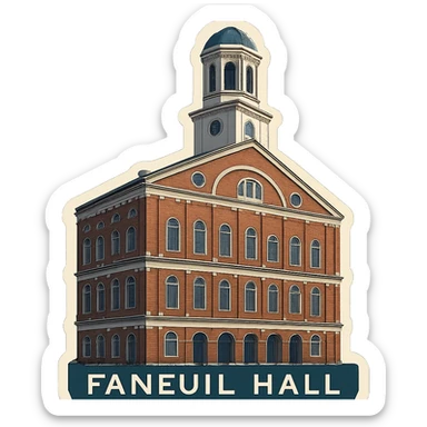 Adjust the lighting of the Faneuil Hall emoji to be more true-to-life and less yellow, while keeping the majestic, ornate architecture, lifelike detail, and accurate colors. Maintain the transparent background. sticker