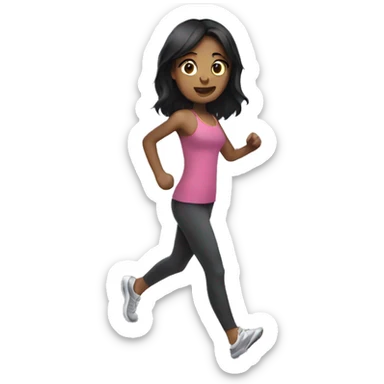 Girl with black hair on treadmill  sticker
