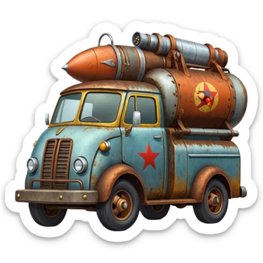 Heroic SuperBug Ron’s exterminator antique rocket powered moving van  sticker