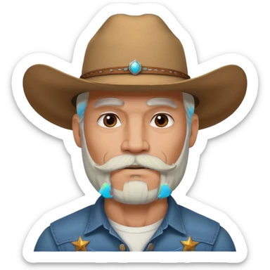 muscular tattooed on face and mustached cowboy long white hair and beard  sticker