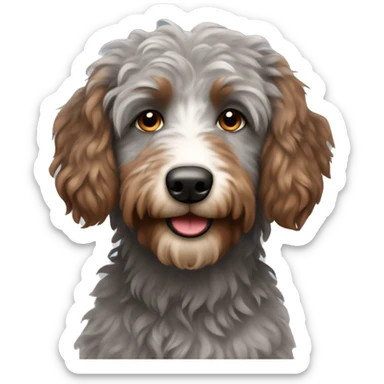 Grey and brown Aussie doodle sticker