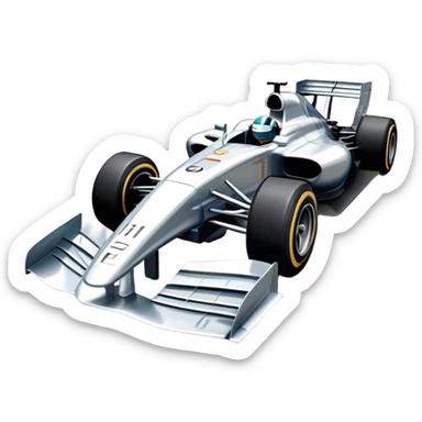 An icon showing a Formula 1 car racing down a track, with speed lines trailing behind. The design captures the intensity of high-speed racing, with sharp curves and bright track lights in the background. Transparent background highlights the action and excitement of racing. sticker