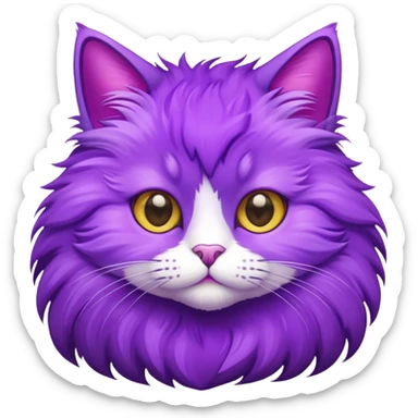 purple cat with bright violet fur sticker