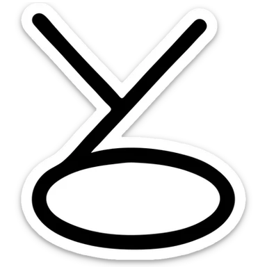 Two straight strokes meeting at ~30–35 ° and an open-base ellipse. No fill, 2 px stroke at 24 × 24 px.	 sticker