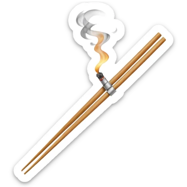 The chopsticks 🥢 emoji with smoke of a cigarette 🚬 sticker