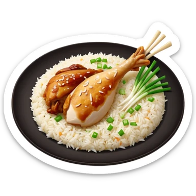 lunch rice with chicken, piece of the chicken leg only sticker