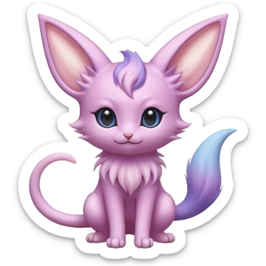 Cute kawaii fluffy floofy Pastel Gradients Shiny silky realistic smooth soft Espeon-Mew-Minccino-Delcatty-Pachirisu-fusion sticker