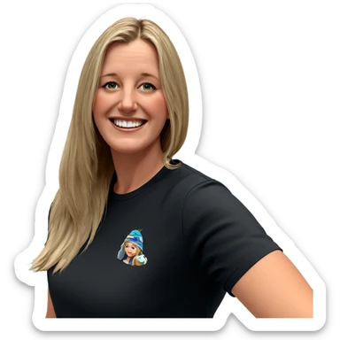 smiling girl in black shirt sticker