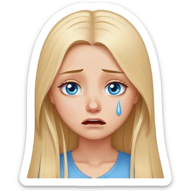 beautiful white girl with long straight blonde hair blue eyes crying  sticker