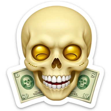 Money White Skull Emoji and Tongue Face sticker