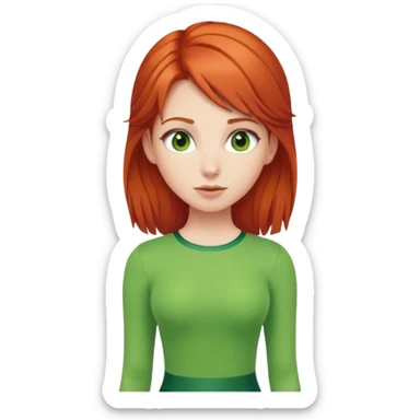 fille rousse avec un ensemble collant vert sticker