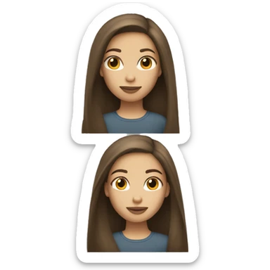 Light skinned brunette girl emoji straight hair  sticker