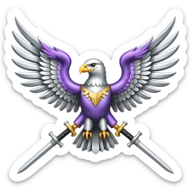 Silver eagle with crossed sabers sticker