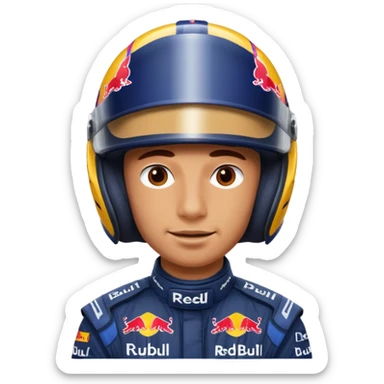 Red bull driver face covered in helmet f1  sticker