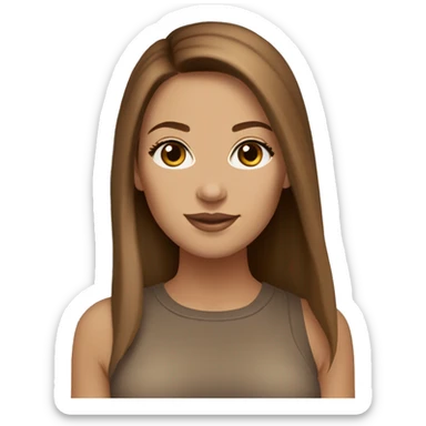 beautiful woman, straight long light brown hair, brown eyes with box of ugg shoes sticker