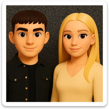 Keep everything as is but slightly spread out the people. Do not change the background or details. The style should match the style in the provided image. sticker