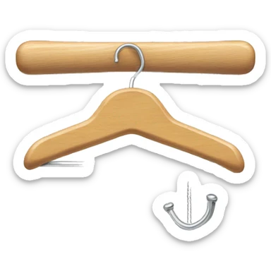 Wooden clothes hanger with silver metal part  sticker