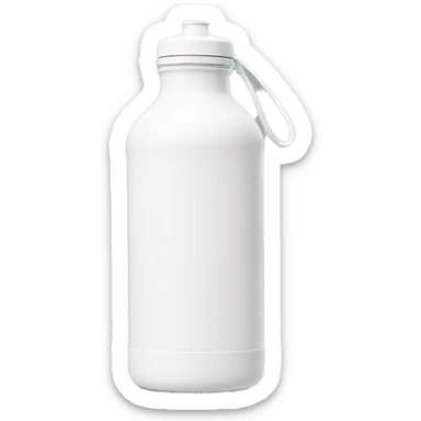 white water bottle with white lid, white handle strap sticker
