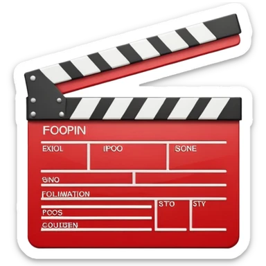 red clapperboard used in filmmaking, cute and stylish design sticker