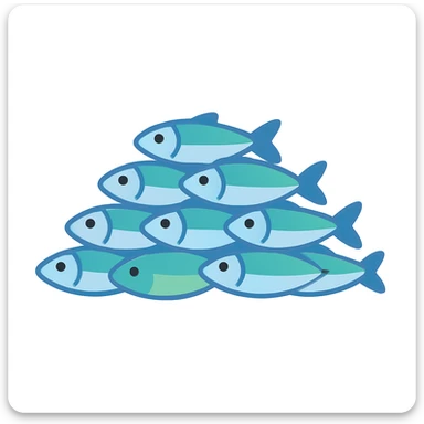 Create a normal emoji of a pile of fish, inspired by Jesus' miracles, based on the reference image, variation 3. The style should resemble a typical emoji style with clear, simple shapes and colors. sticker