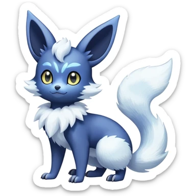 Shiny snowy pastel Noibat-Meowstic-Umbreon-Fakémon-hybrid-creature (full body)  sticker