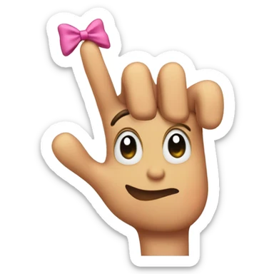 Blushing emoji sticking up middle fingers with bow on head  sticker