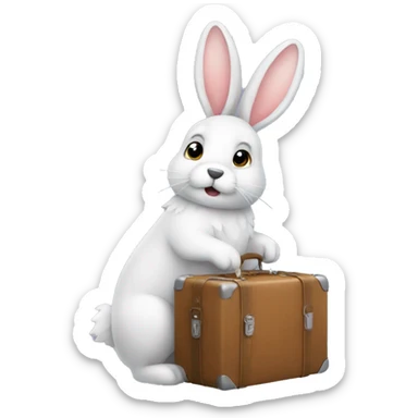 hase mit koffer und winter sticker