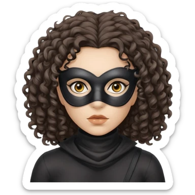 woman with robber mask concerned dark curly hair sticker