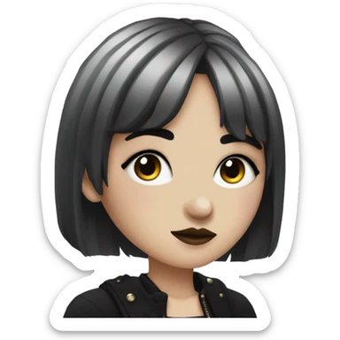Country goth girl with short black hair and bangs and nose piercings sticker