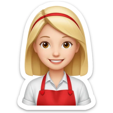 girl red apron sticker