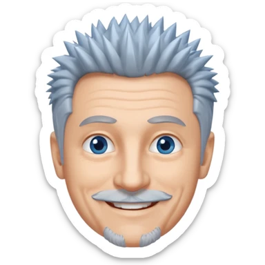 homme 60 ans cheveux gris piques petite barbe sourir sticker