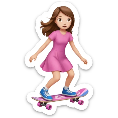 Dinosaur on a skateboard pink dress for girls in  sticker