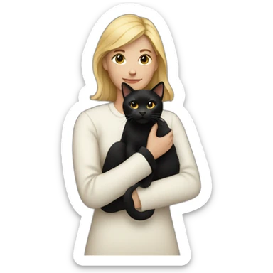 Woman with black cat in arms sticker