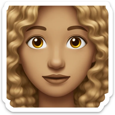 medium skintone light brown wavy hair light brown eyes sticker