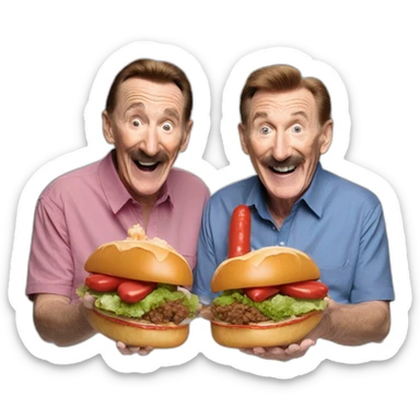 Chuckle Brothers eating the world’s biggest saveloy sticker
