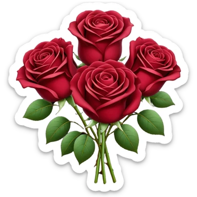 burgundy red rose bouquet sticker