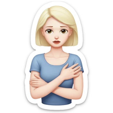 arms crossed holding neck woman dead sticker