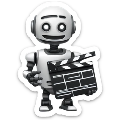 robot holding a clapboard sticker