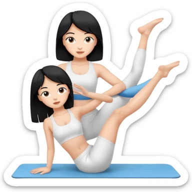Black hair girl with white clothes pilates princess  sticker