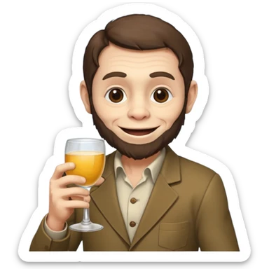 Darwin hugging an australopithecine and raising a toast sticker